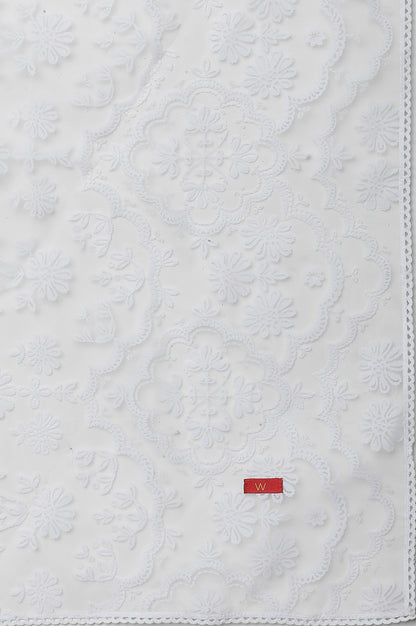 White Printed Brasso Dupatta