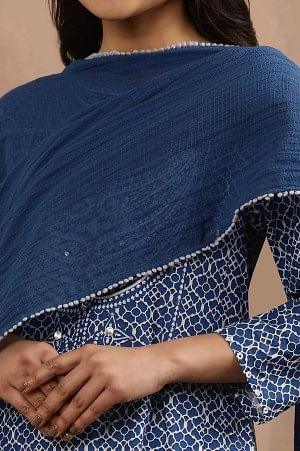 Bkue Crinkle Cotton Kota Dupatta - wforwoman