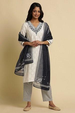 Blue Kots Dupatta With Blue Prints - wforwoman