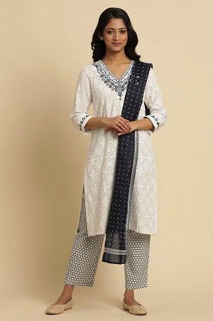 Blue Kots Dupatta With Blue Prints - wforwoman