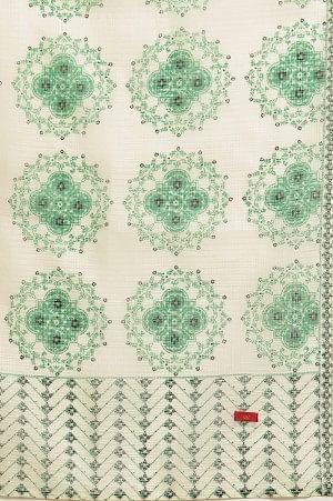 White Kota Dupatta With Green Print