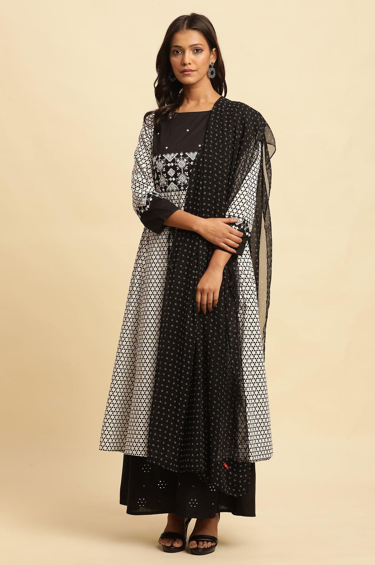 Black Georgette Printed Dupatta