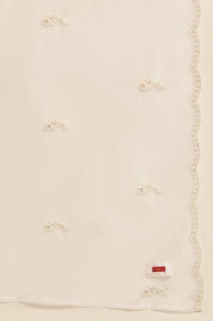 White Organza Embroidered Dupatta - wforwoman