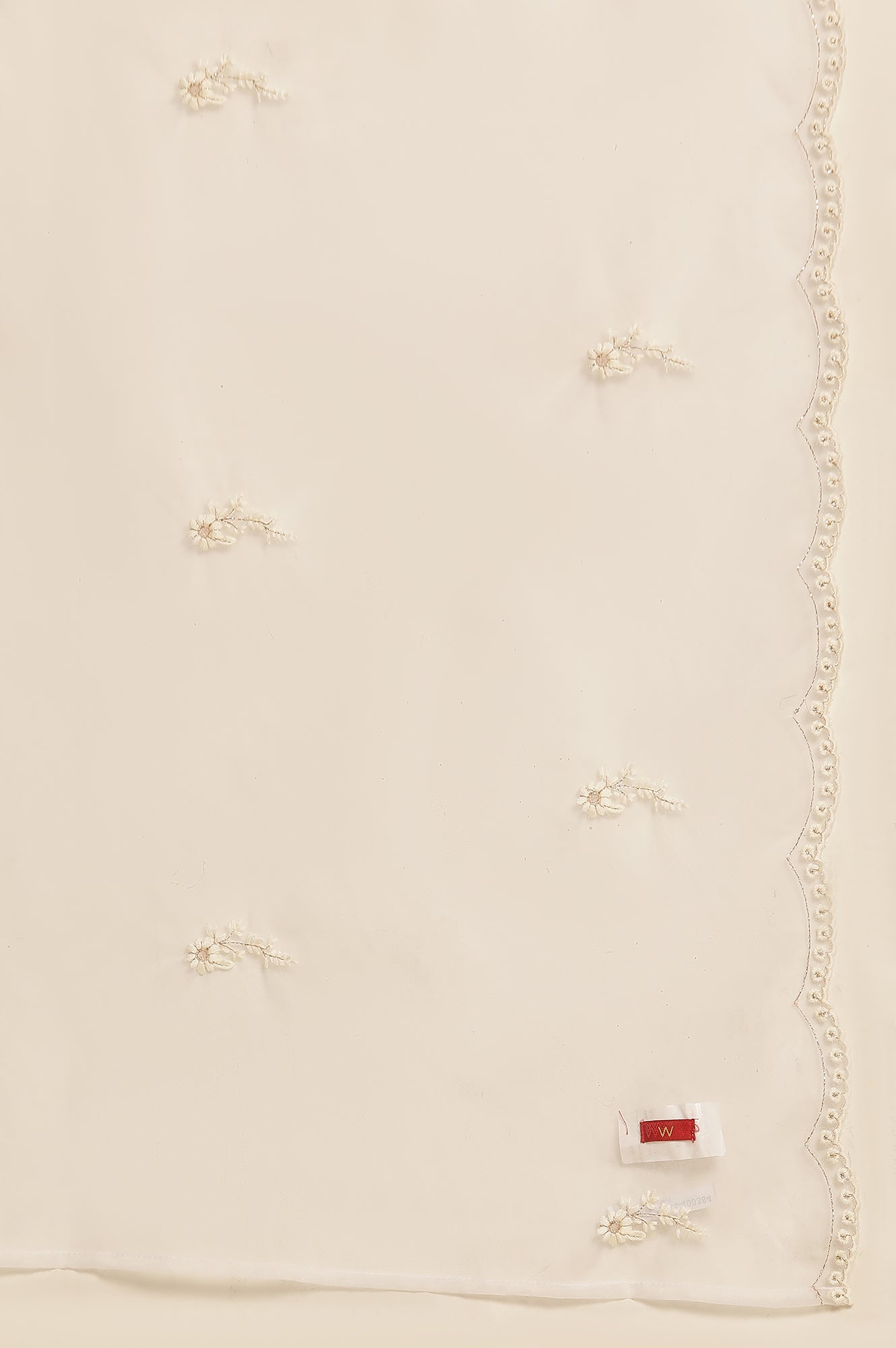 White Embroidered Metallic Organza Dupatta