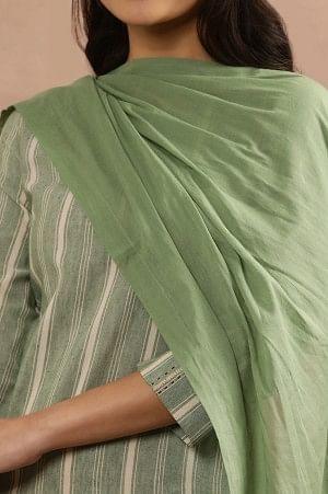 Sage Green Cotton Embroidered Dupatta - wforwoman