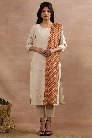 Multi-Coloured Stripe Printed Kota Dupatta