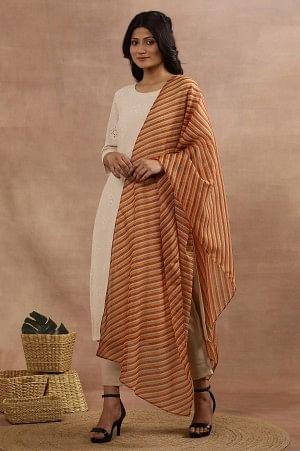 Multi-Coloured Stripe Printed Kota Dupatta
