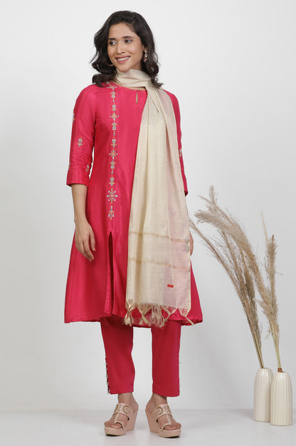 Golden Cotton Zari Dupatta