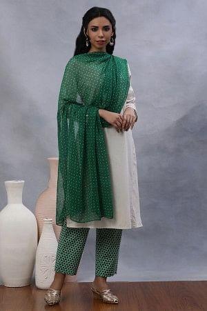 Green Geometrical Printed Dupatta