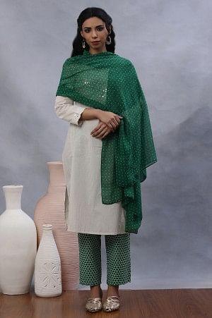 Green Geometrical Printed Dupatta