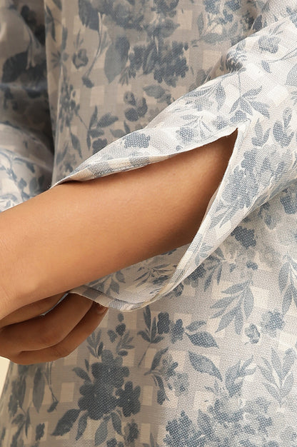 Blue And White Checker Printed Kurta And Pants Set