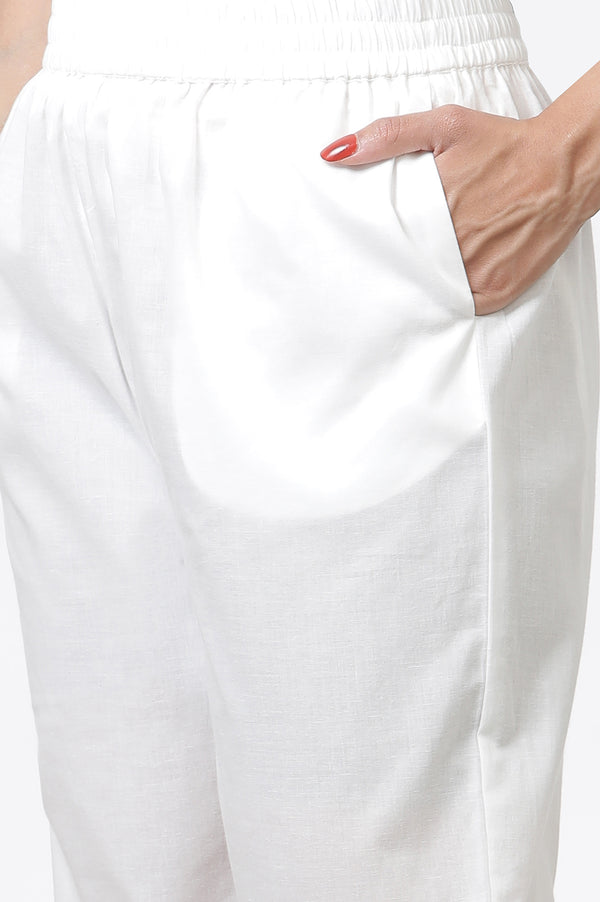 White Embellished Kurta, Pants and Dupatta Set