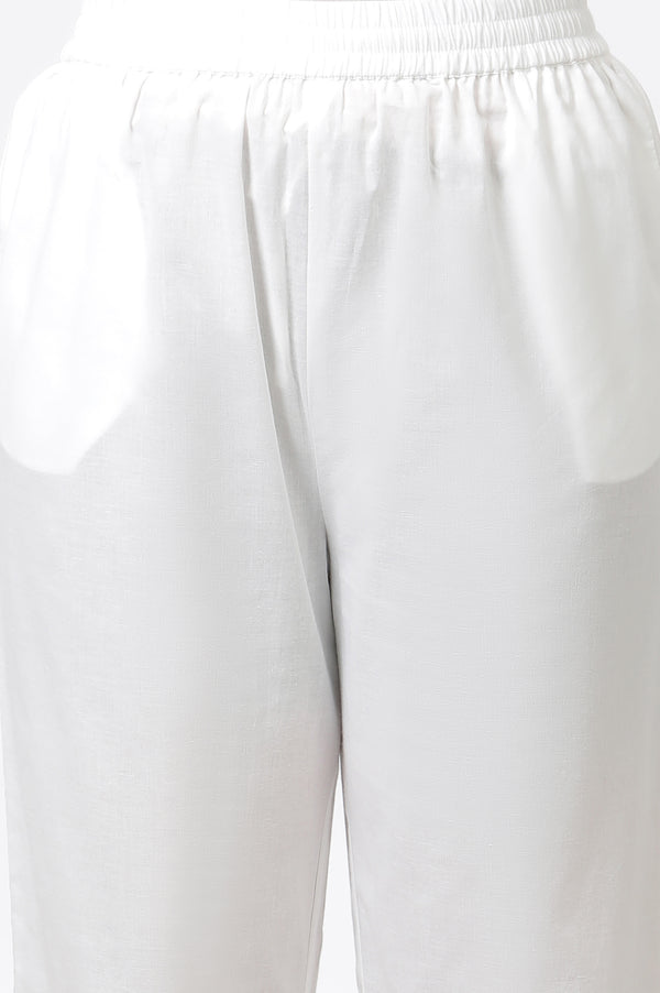 White Embellished Kurta, Pants and Dupatta Set