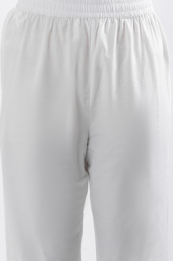 Blue And White Ombre Schiffli Kurta And Pants Set