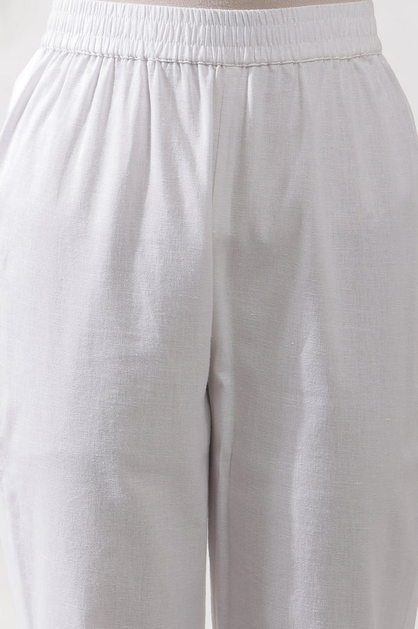 White and Blue Printed Kurta and Pants Set