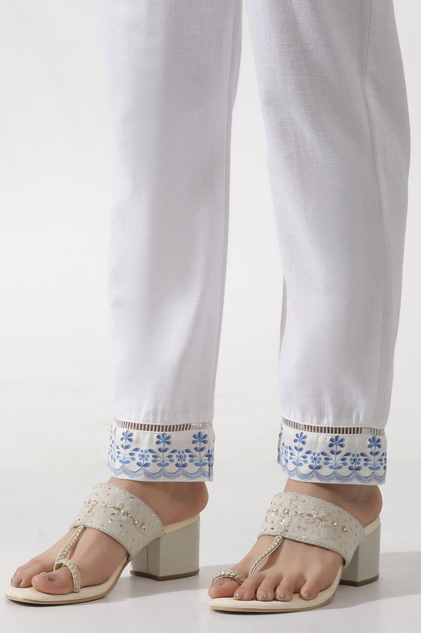 White and Blue Printed Kurta and Pants Set