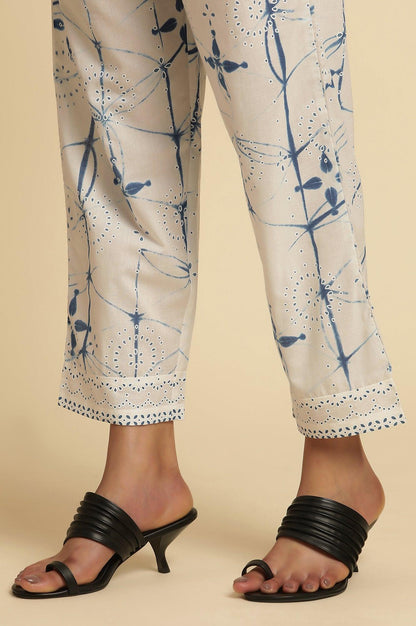 White Sleeveless Tie-Dye Kurta And Pants Set - wforwoman