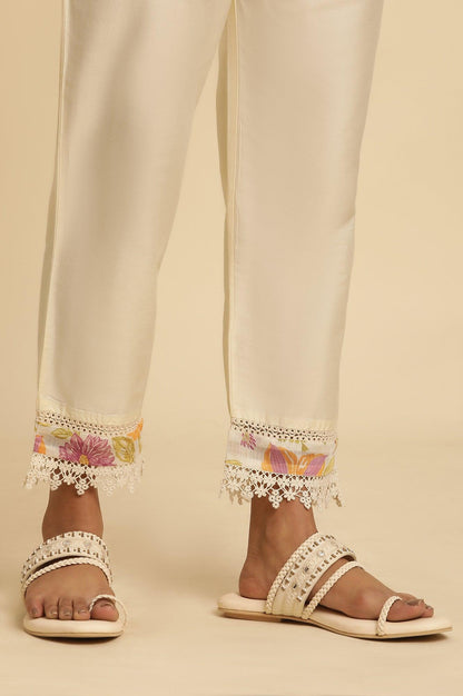 White Sleeveless Printed Flared Kurta, Pants And Dupatta Set - wforwoman