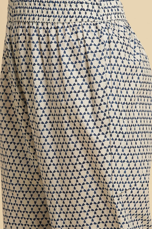 White Khadi Printed Cotton Kurta, Pants and Dupatta Set