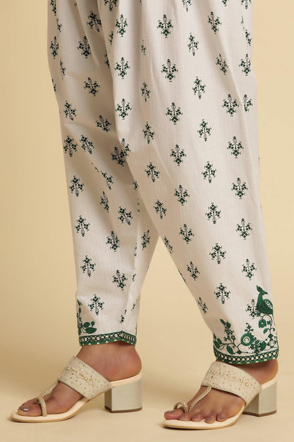 White Embroidered Kurta, Gathered Salwar And Dupatta Set - wforwoman