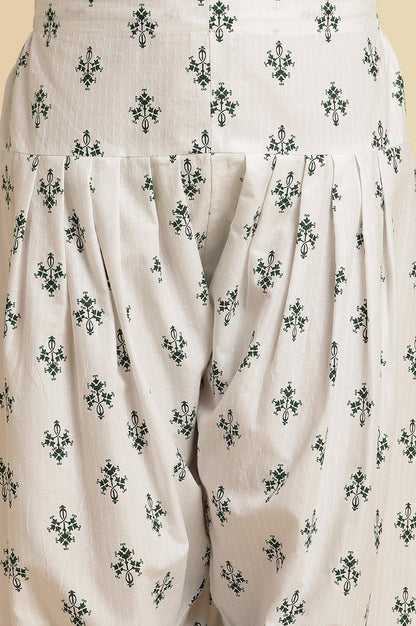 White Embroidered Kurta, Gathered Salwar And Dupatta Set - wforwoman