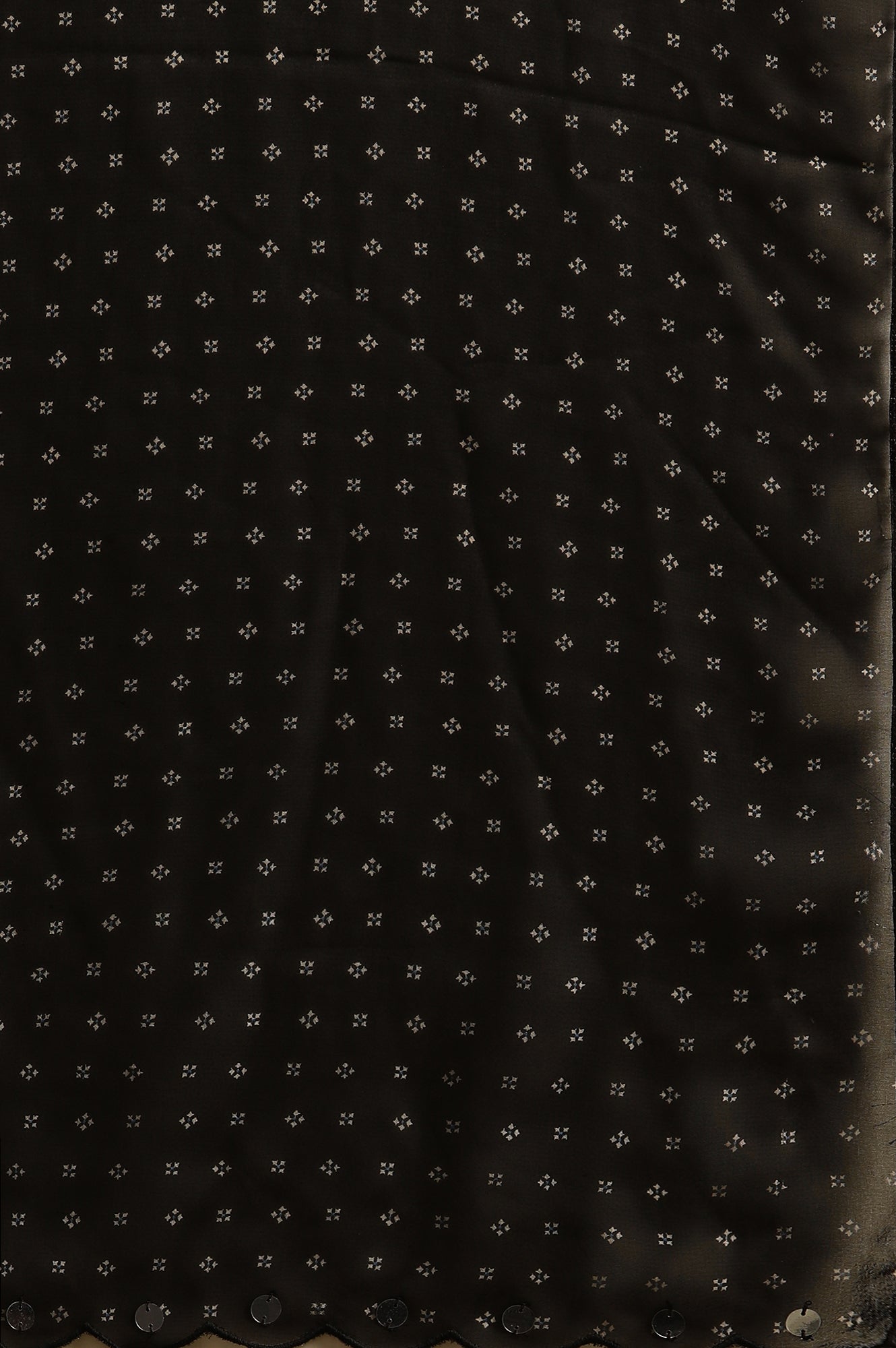 Black Printed Flared Short Kurta, Sharara Ad Dupatta Set