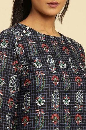 Blue Paisely Printed Kurta And Pants Set