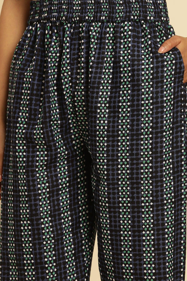 Blue Paisely Printed Kurta And Pants Set