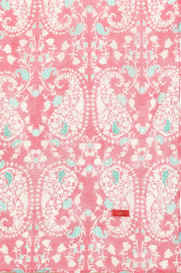 Pink Paisely Printed Coordinated Kurta, Pants And Dupatta Set