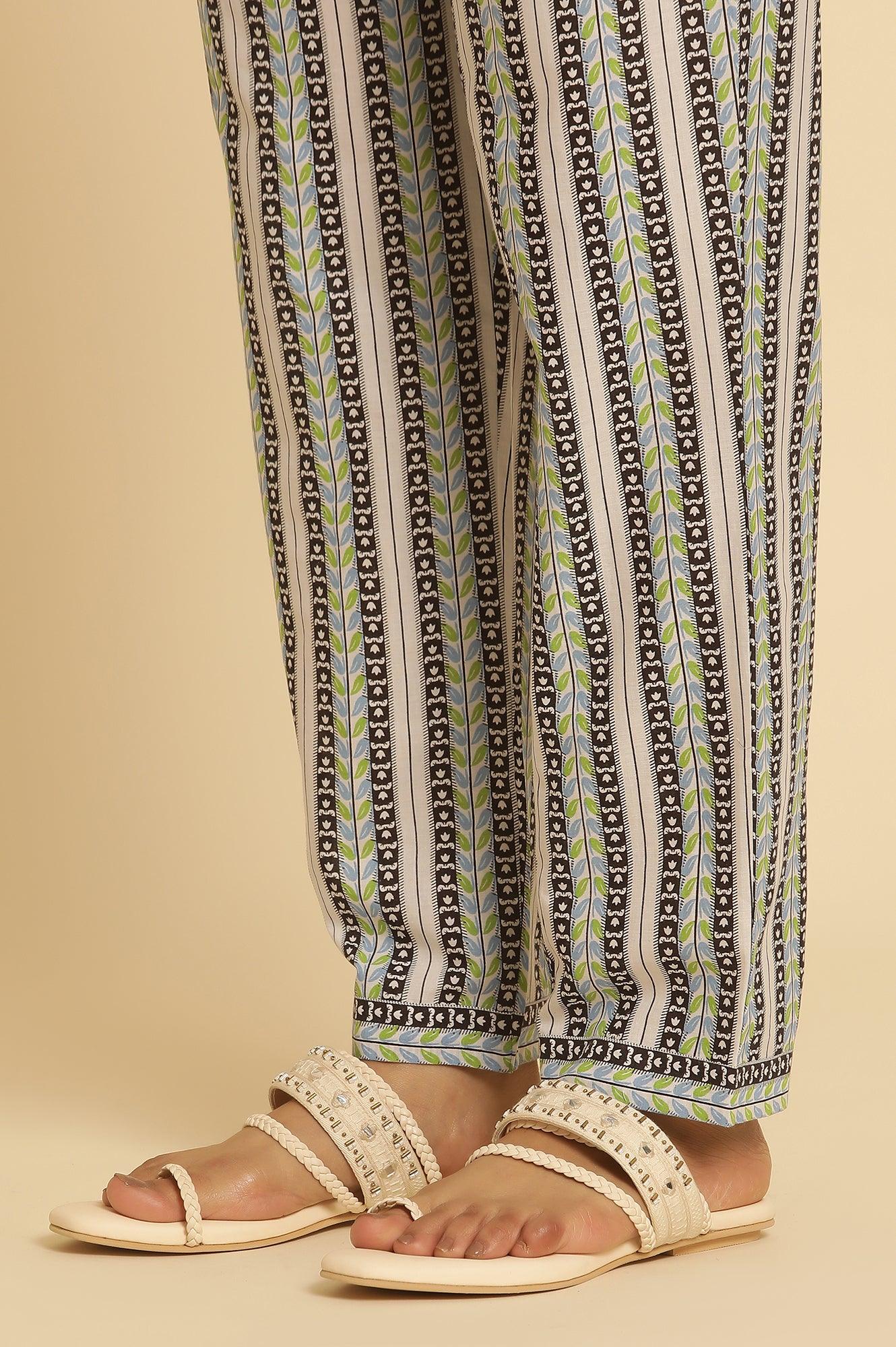 Black Floral Printed Straight Kurta And Pants Set - wforwoman