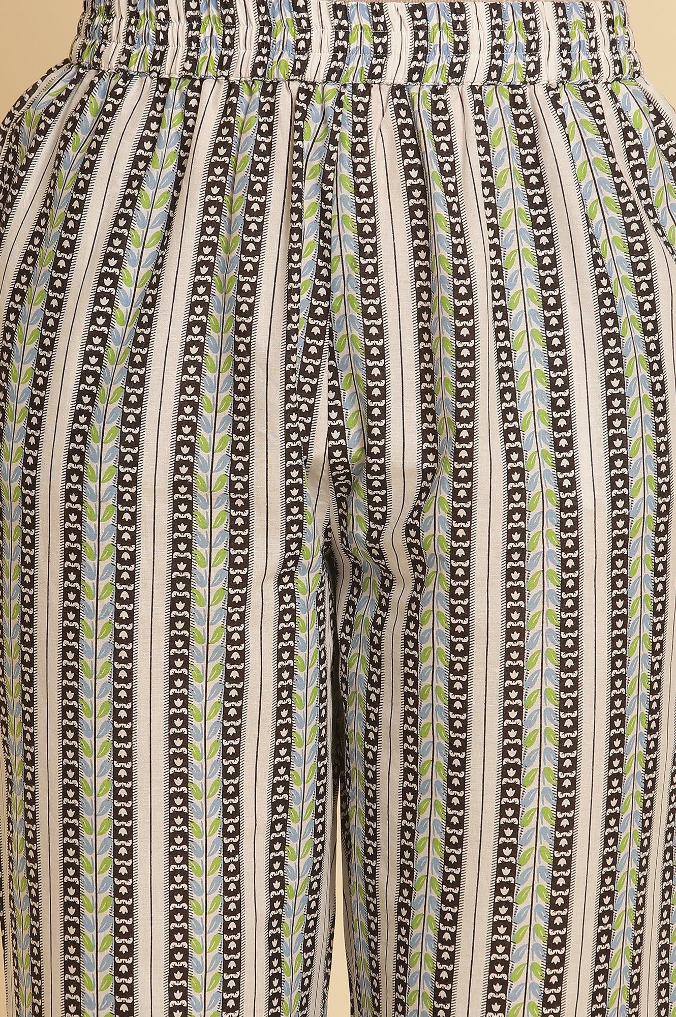 Black Floral Printed Straight Kurta And Pants Set - wforwoman