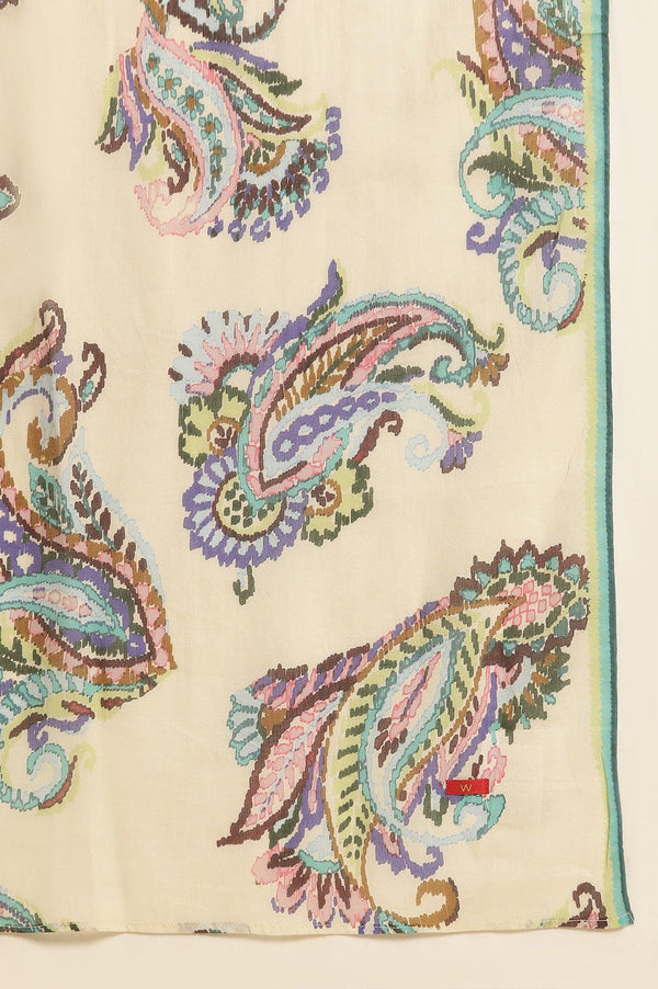 Ecru Floral Printed Straight Kurta And Pants Set