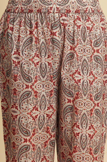 White Paisely Printed Kurta, Pants And Dupatta Set - wforwoman