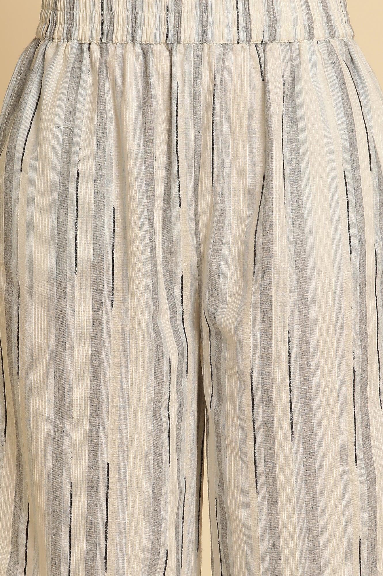 White Cotton Printed Kurta And Pants Set - wforwoman