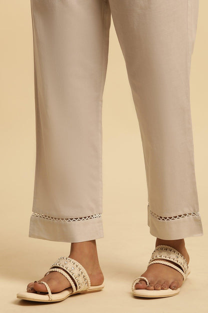 Light Grey Embroidered Cotton Kurta - wforwoman