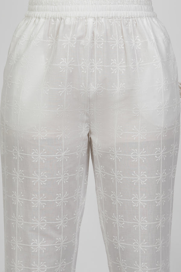 Wite Schiffli Cotton Kurta And Pants Co-Ord Set