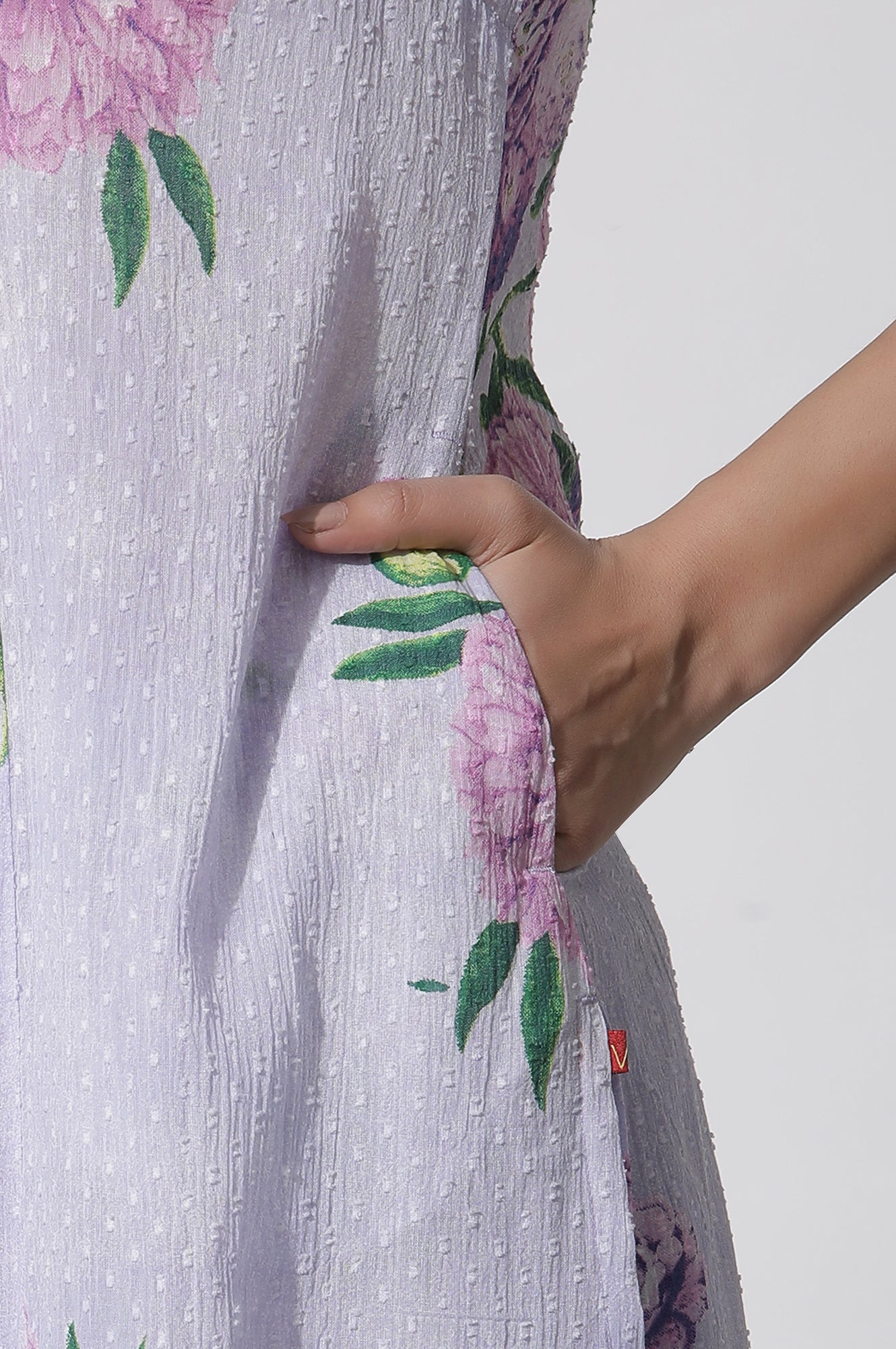 Purple Floral Printed Gathered Kurta And Pants Set