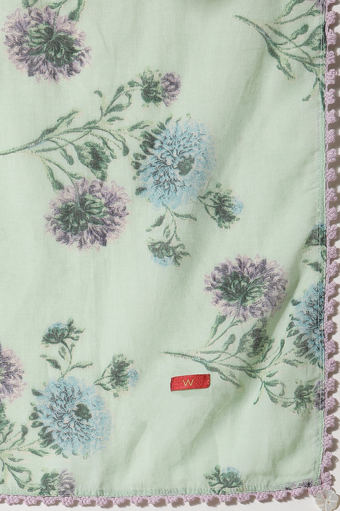 Green Floral Printed A-Line Kurta, Gathered Pants And Dupatta Set