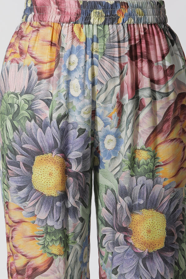 Multi-Coloured Floral Printed Kurta, Pants and Dupatta Set