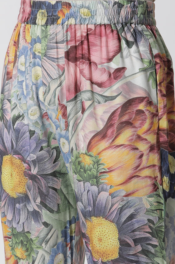 Multi-Coloured Floral Printed Kurta, Pants and Dupatta Set