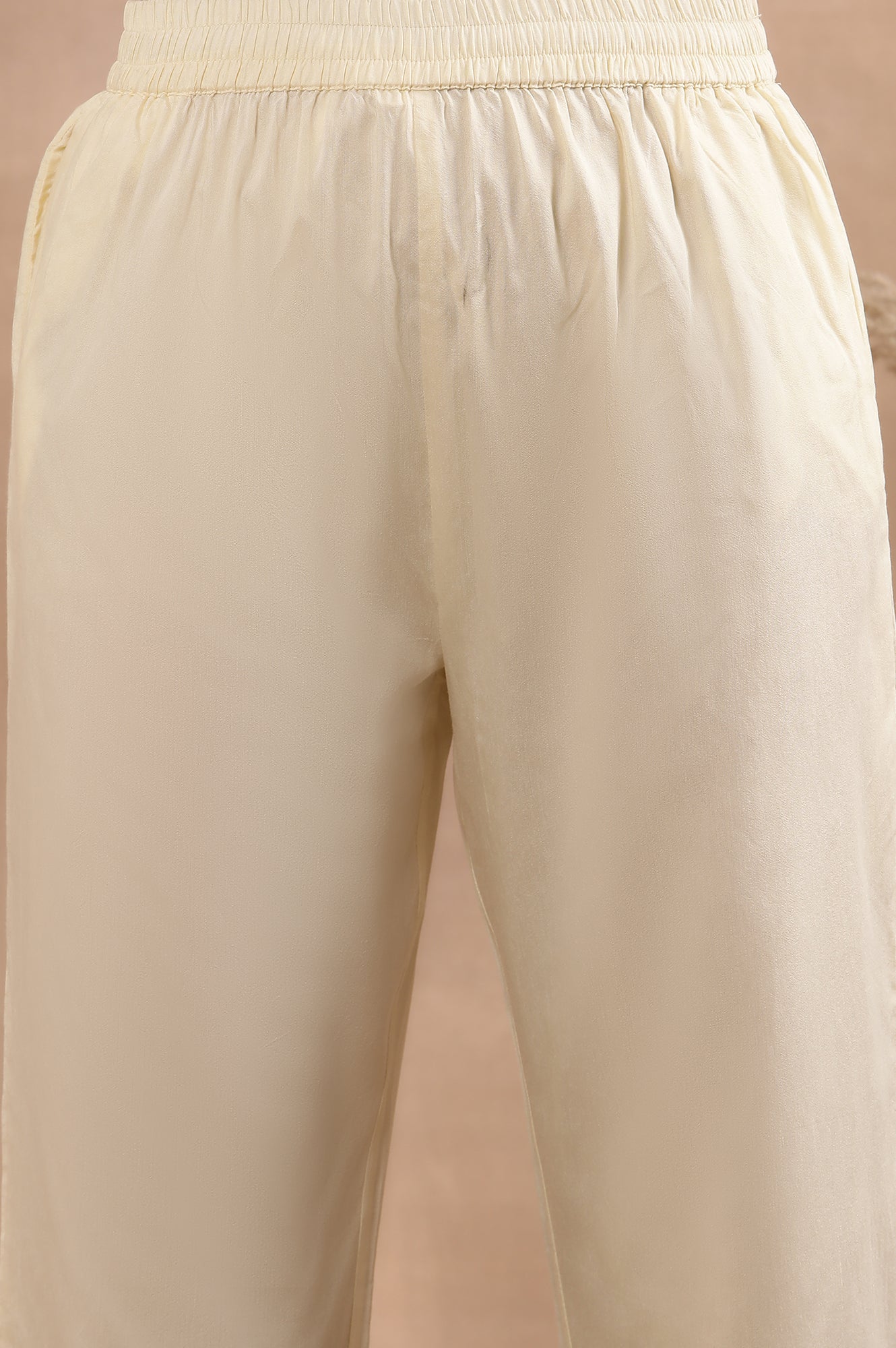 White A-Line Chanderi Kurta, Pants And Dupatta Set