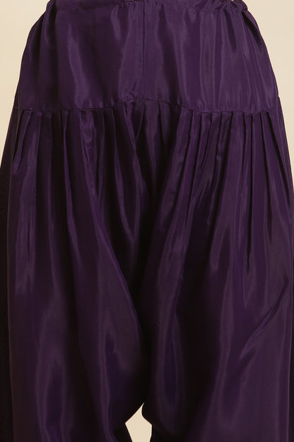 Purple Sequined Kurta, Salwar And Dupatta Set