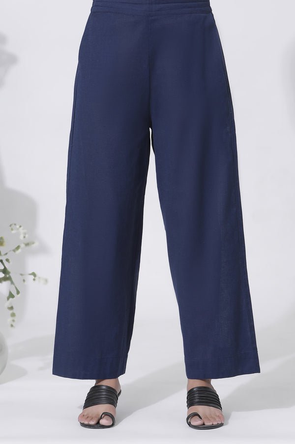 White Schiffli Sleeveless Top And Parallel Pants Set