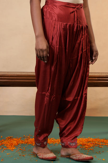 Folksong Brick Red Viscose Regular-Fit Ethnic Motif Salwar