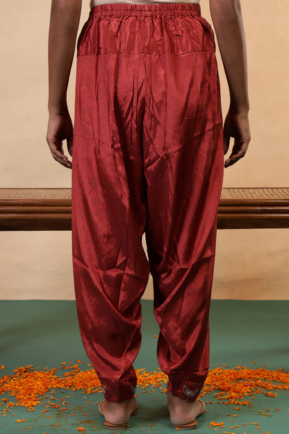 Folksong Brick Red Viscose Regular-Fit Ethnic Motif Salwar