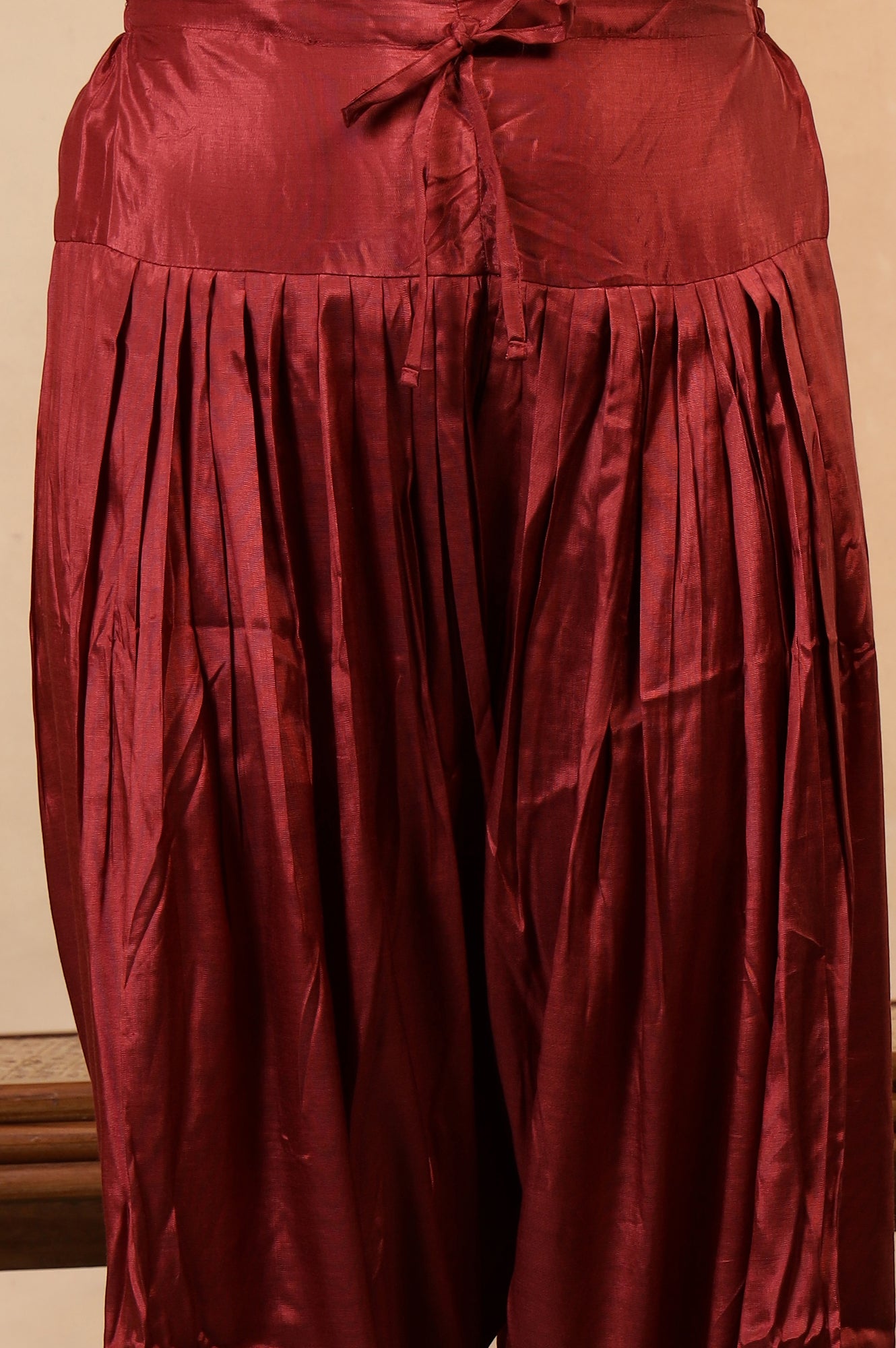 Folksong Brick Red Viscose Regular-Fit Ethnic Motif Salwar