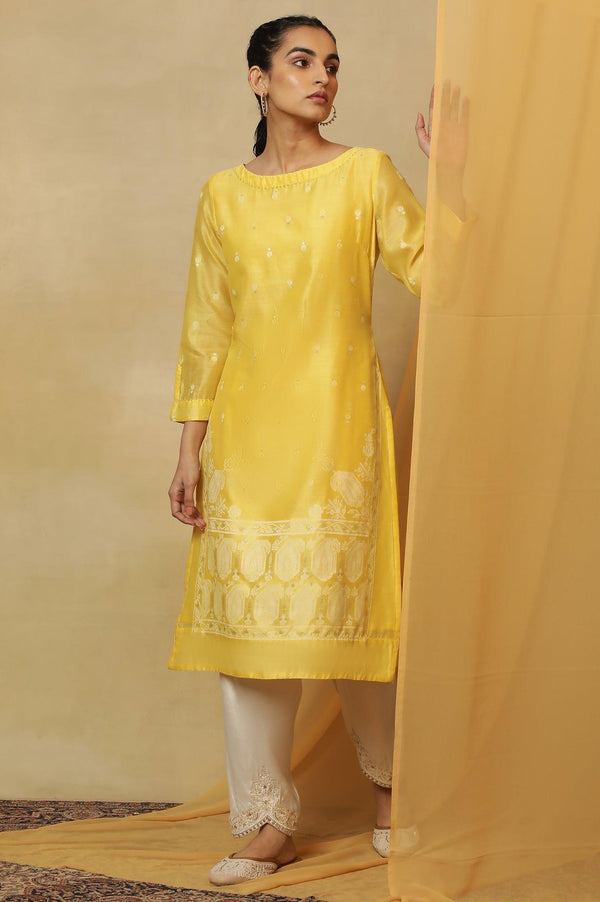 Yellow Jamdani Straight Kurta