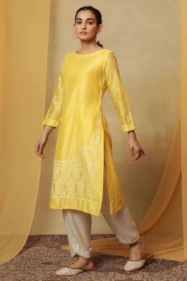 Yellow Jamdani Straight Kurta