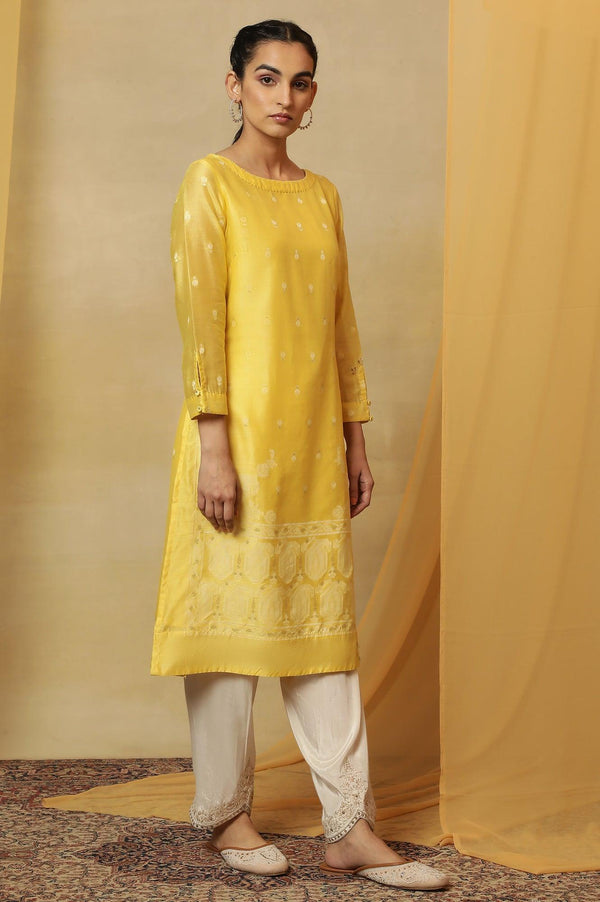 Yellow Jamdani Straight Kurta