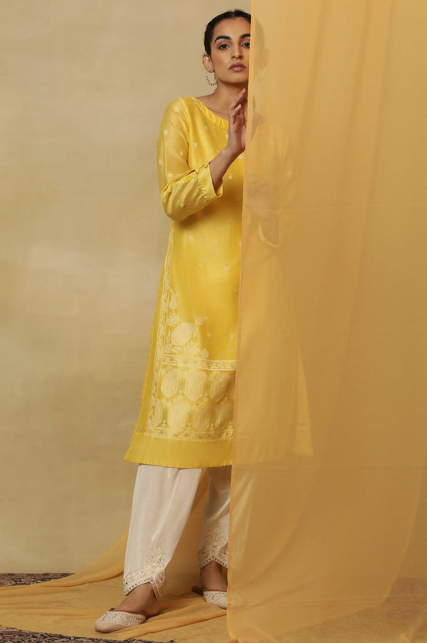 Yellow Jamdani Straight Kurta